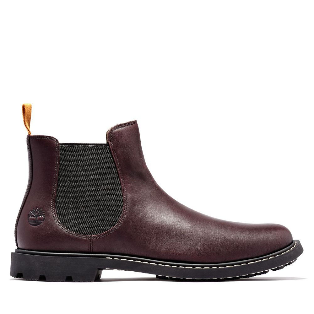 Timberland Chelsea Μποτακια Ανδρικα Μπορντο - Belanger Ek+ Δερματινα - Greece 0374629-UV